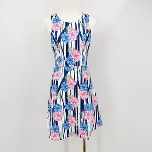 Jealous Tomato Floral Striped Fit & Flare Dress S Racerback Cutout Summer Resort